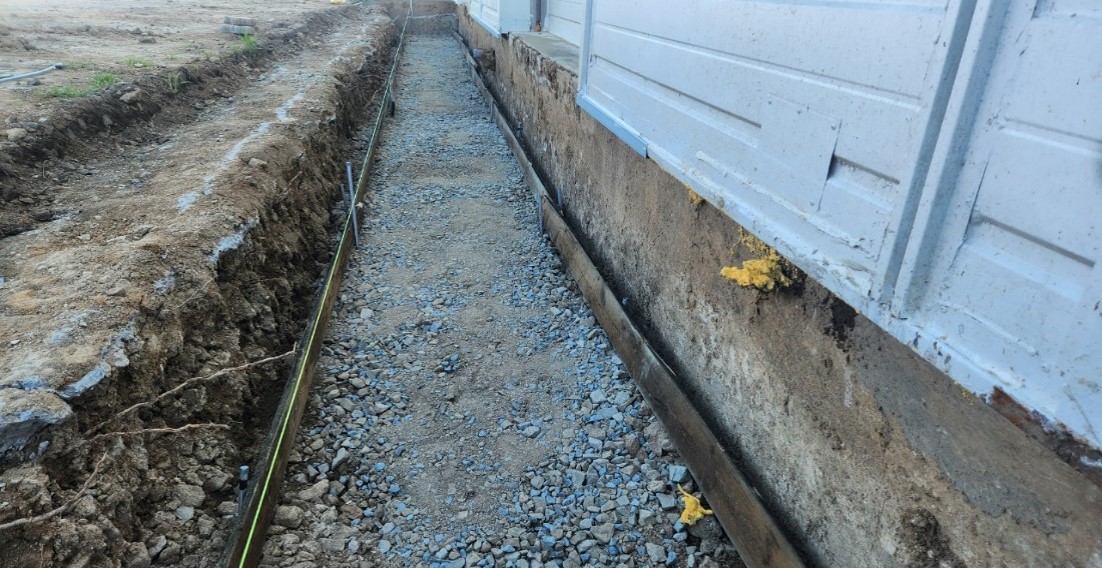 콘크리트 배수로관 설치(혼합골재 포설,다짐후)